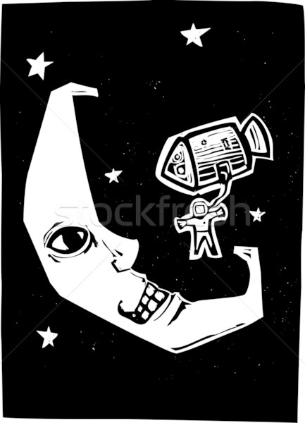 Księżyc lądowanie astronauta przestrzeni kapsułka półksiężyc Zdjęcia stock © xochicalco