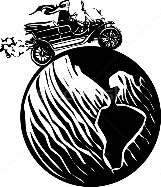 Vrouw rijden rond aarde stijl expressionistische Stockfoto © xochicalco