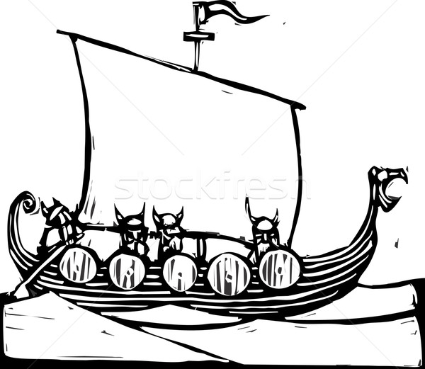 Wiking statku obraz łodzi pirackich żagiel Zdjęcia stock © xochicalco