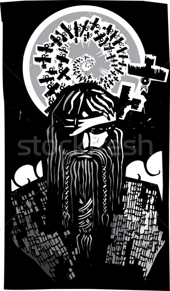 Norse God Odin with Spiral Crows Stock photo © xochicalco