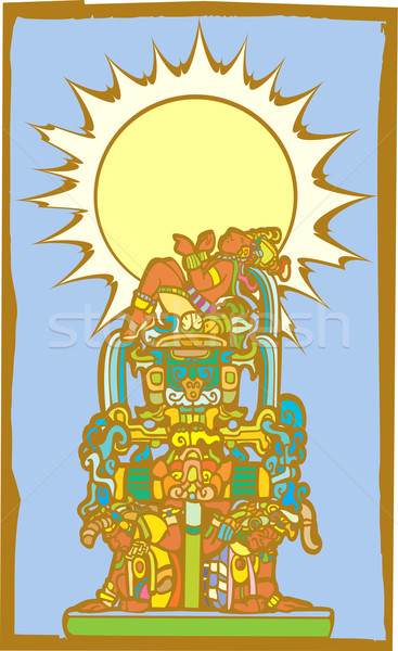 Reclining Mayan with Sun Stock photo © xochicalco
