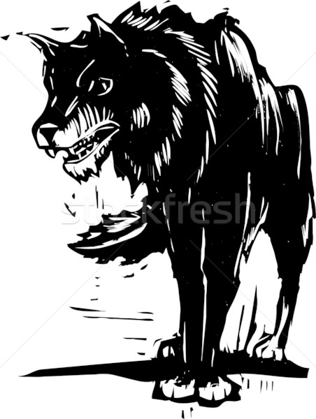 Grande ruim lobo estilo imagem preto Foto stock © xochicalco
