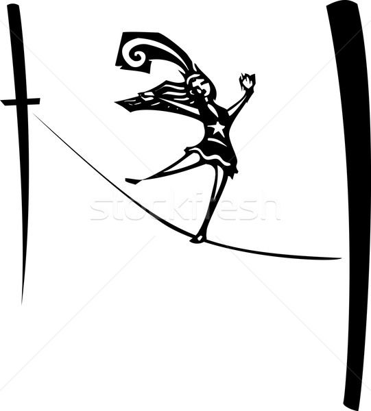 Foto stock: Cuerda · de · equilibrista · estilo · imagen · circo · caminando