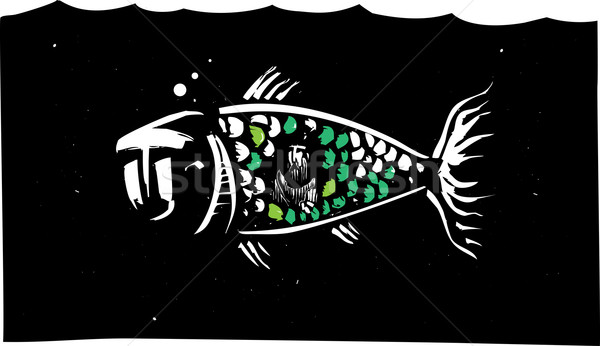 Walvis stijl afbeelding binnenkant water vis Stockfoto © xochicalco