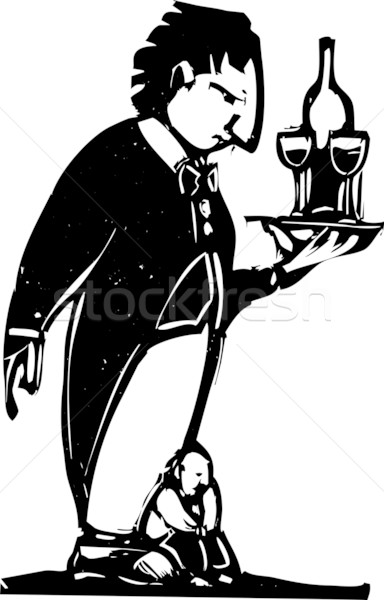 Mordomo pinguim vinho pequeno homem Foto stock © xochicalco
