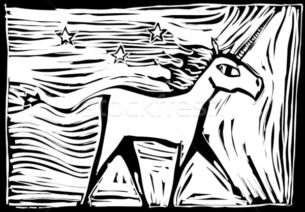 Woodcut Unicorn Stock photo © xochicalco