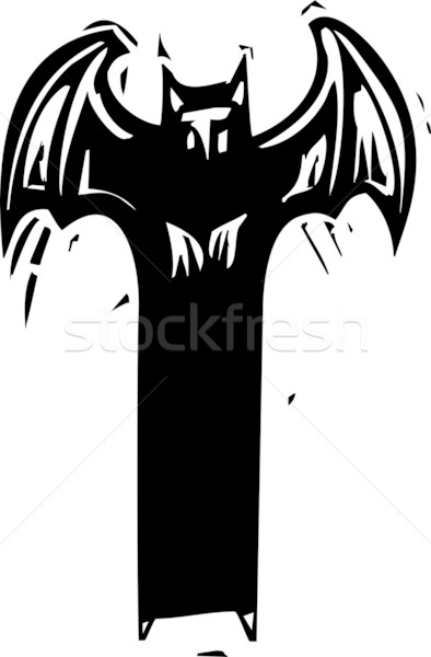 Demon expresionist stil diavol aripi Imagine de stoc © xochicalco
