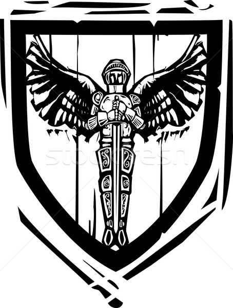 Heraldic Shield Winged Knight Stock photo © xochicalco