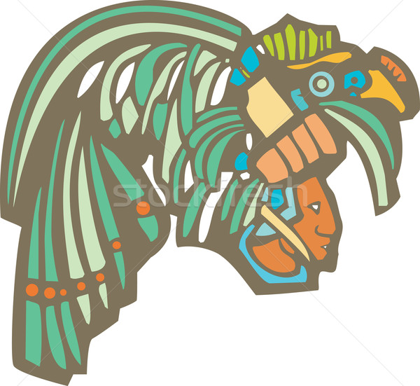 Mayan Warrior Head Stock photo © xochicalco