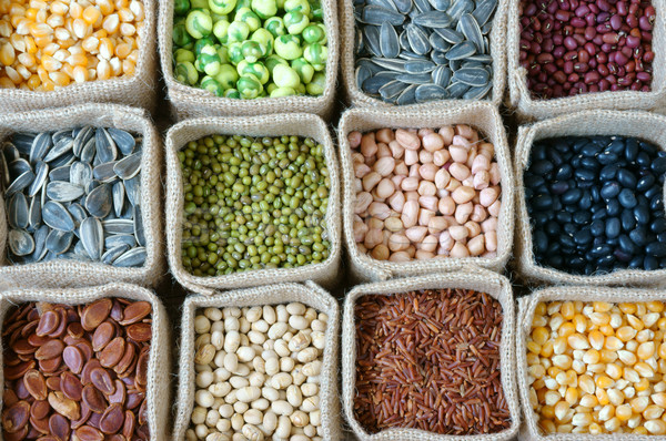 Collection of grain, cereal, seed, bean Stock photo © xuanhuongho