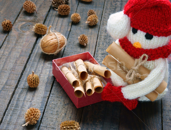 Karácsony dísz kézzel készített karácsony hóember kötött Stock fotó © xuanhuongho
