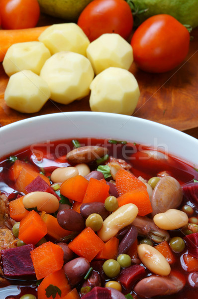 Comida sopa de legumes fresco ingredientes batata verde Foto stock © xuanhuongho