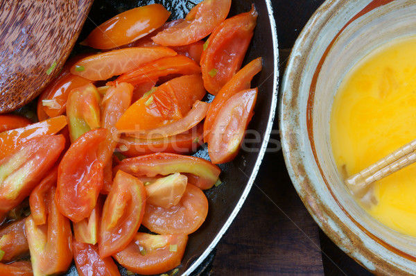 Vietnamese food, tomato saute egg Stock photo © xuanhuongho