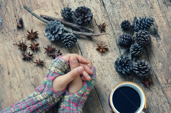 Stock photo: Women hand, wintertime, writting letter