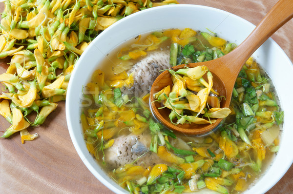 Vietnamese food, sour fish vegetable soup Stock photo © xuanhuongho