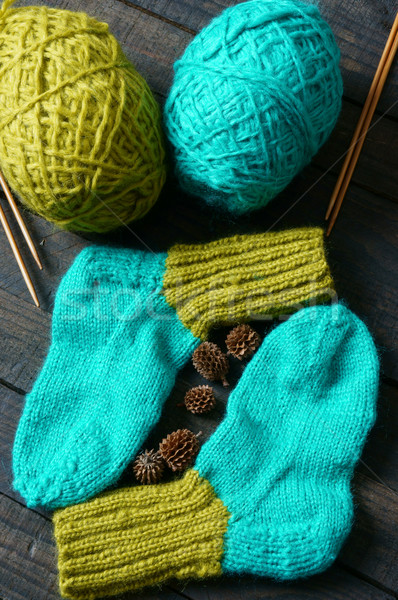Sokken kousen winter handgemaakt paar winterseizoen Stockfoto © xuanhuongho