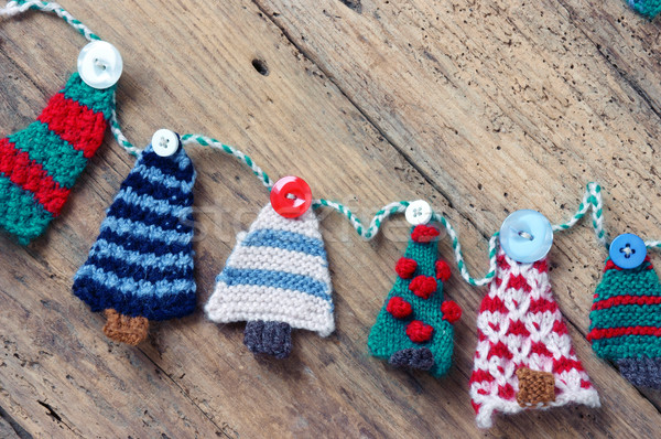 Stock photo: Handmade ornament, knitted pine tree, christmas, Xmas