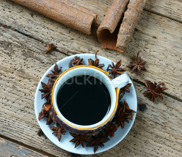 Kawy filiżankę kawy ziarna kawy piękna zdumiewający Zdjęcia stock © xuanhuongho