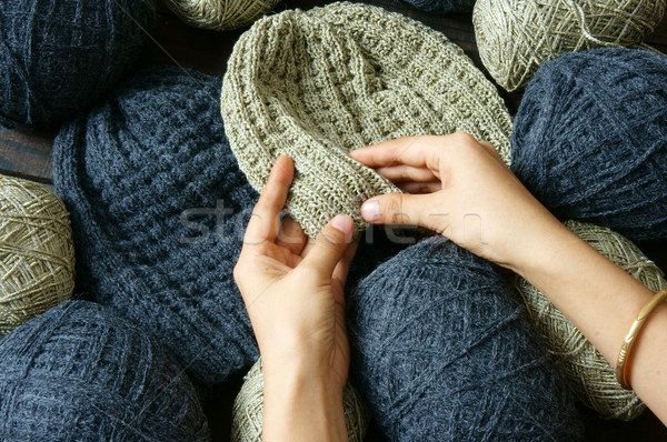 Handmade, gift, couple, woollen hat, knitting Stock photo © xuanhuongho