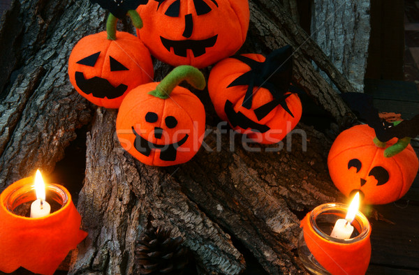 halloween background, handmade pumpkin Stock photo © xuanhuongho