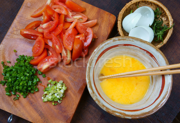 Vietnamese food, tomato saute egg Stock photo © xuanhuongho