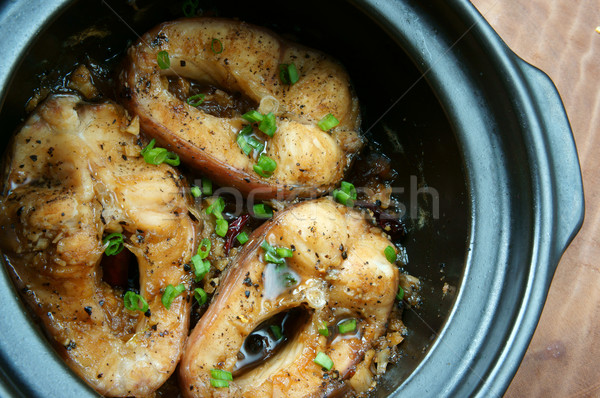 Vietnamese food, ca kho to, fish, sauce, caramel fish Stock photo © xuanhuongho