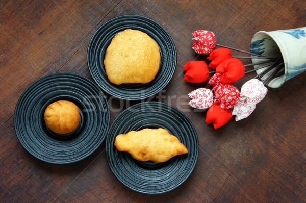 Vietnam street food groep knoedel cake Stockfoto © xuanhuongho