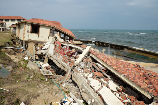 Erosie klimaatverandering gebroken gebouw Vietnam Stockfoto © xuanhuongho