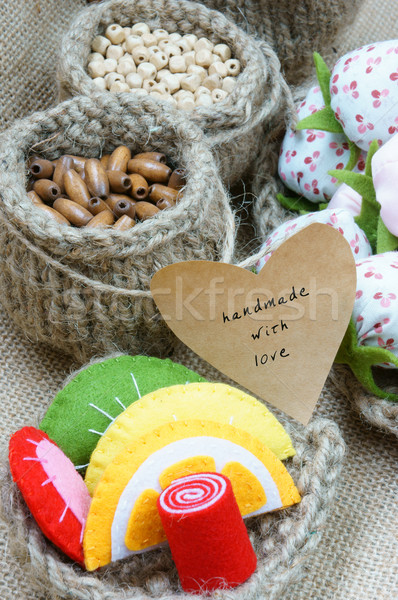 Handmade, vintage, hand made fruit, strawberry, art Stock photo © xuanhuongho