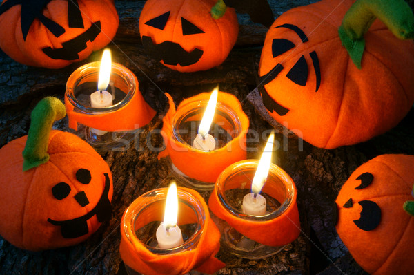 halloween background, handmade pumpkin Stock photo © xuanhuongho