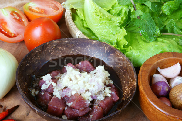 Vietnamese food, bo luc lac, beef Stock photo © xuanhuongho