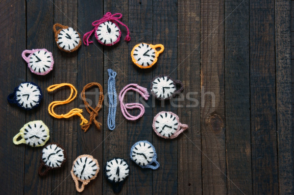 Stok fotoğraf: El · yapımı · saat · happy · new · year · 2016 · zaman · dizayn