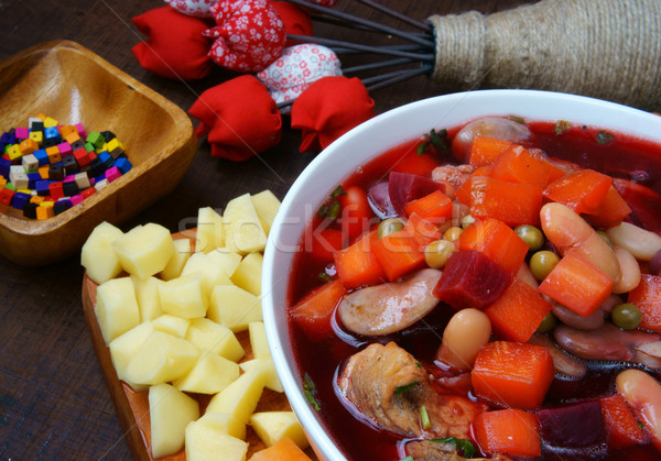 Voedsel groentesoep vers ingrediënten aardappel groene Stockfoto © xuanhuongho