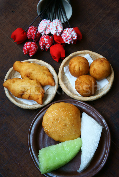 Vietnam street food groep knoedel cake Stockfoto © xuanhuongho