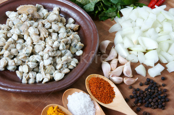 Vietnamese food, mussel, rice paper, vietnam eating Stock photo © xuanhuongho