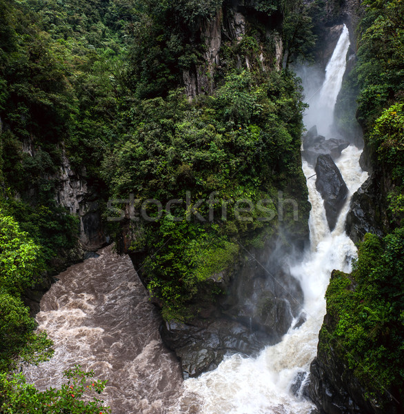Montanha rio cachoeira árvore verde azul Foto stock © xura