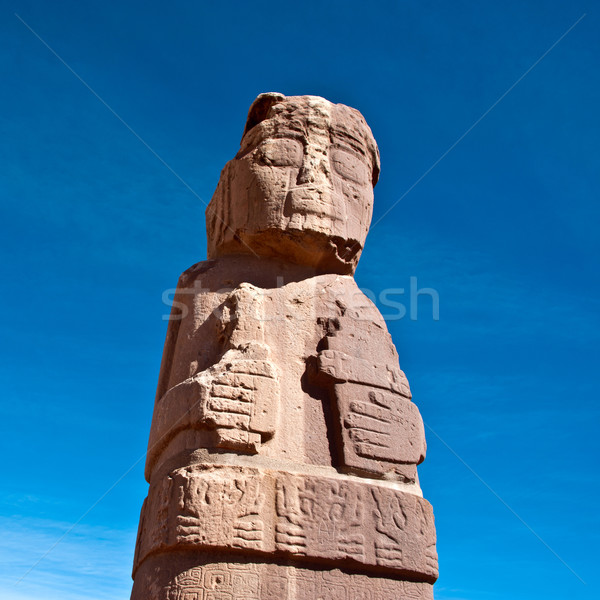 Monolith at Tiwanaku, Altiplano, Titicaca region, Bolivia Stock photo © xura