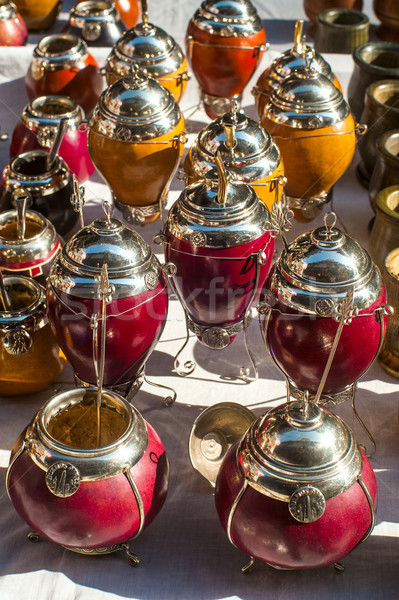 Yerba mate cups sold in the market in San Telmo, Buenos Aires, A Stock photo © xura