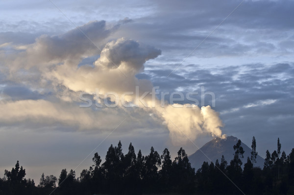 Kitörés vulkán Ecuador város mikulás füst Stock fotó © xura