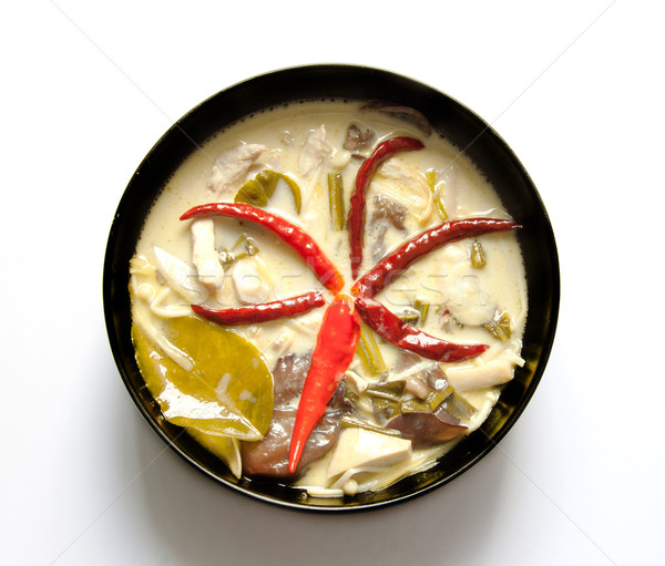 famous Thai food spicy coconut cream soup with chicken Stock photo © yanukit