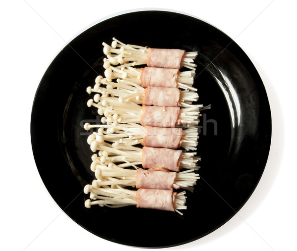 golden mushroom wraping with bacon boil Stock photo © yanukit