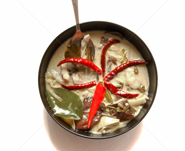 famous spicy coconut cream soup with chicken Stock photo © yanukit