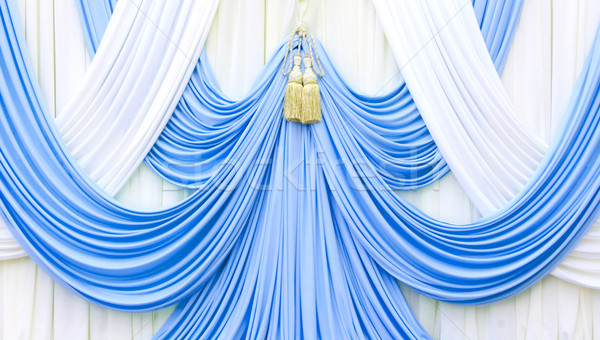 blue and white curtain on stage Stock photo © yanukit
