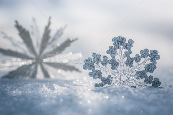 Stock photo: Silver Christmas decoration on snow