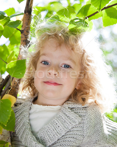 Gyermek tavasz gyönyörű zöld levelek napos Stock fotó © Yaruta