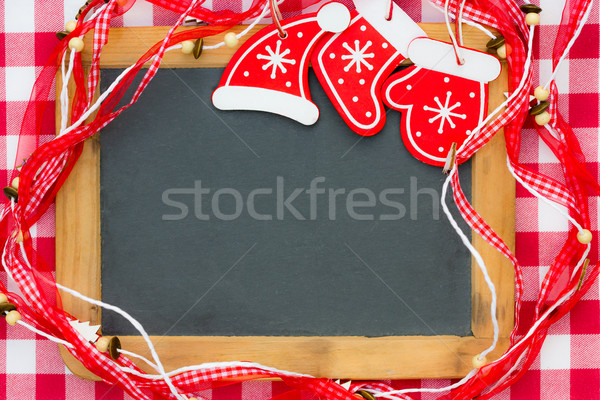 Blackboard blank framed in red Christmas decorations Stock photo © Yaruta