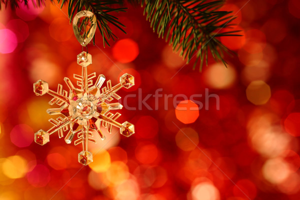 Hópehely ág karácsonyfa piros elmosódott fa Stock fotó © Yaruta