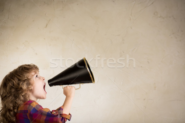 Kommunikation kid schreien Jahrgang Megaphon Mädchen Stock foto © Yaruta