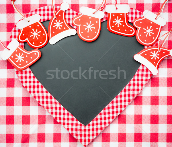 Card blank in heart shape with Christmas tree decorations Stock photo © Yaruta