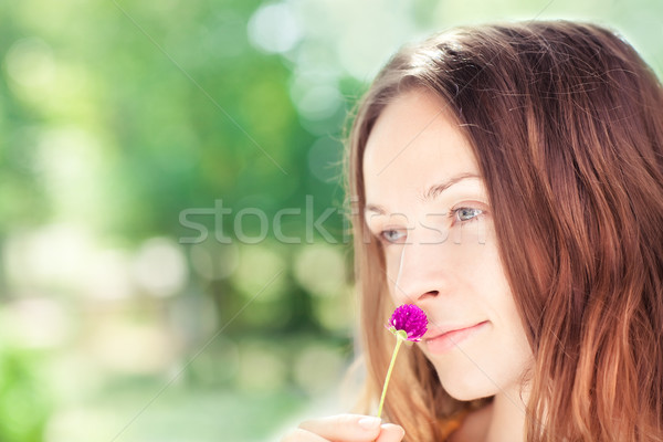 Yaz düşler portre genç kadın çiçek park Stok fotoğraf © Yaruta